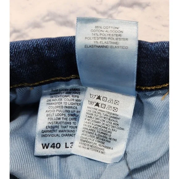 Lucky Brand MENS SIZE 40X30 Jeans Dark Blue 410 Athletic Straight Denim Stretch - Picture 10 of 15